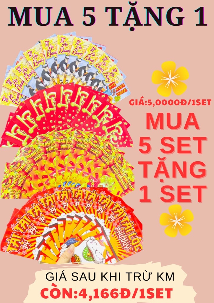 SET 10 BAO LÌ XÌ NHIỀU HÌNH MẪU XỊN ( MUA 3 TẶNG 1) (1)