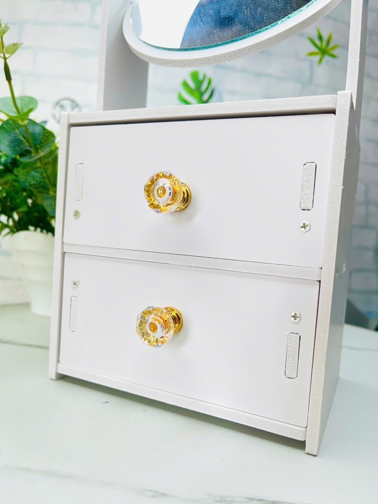 KỆ ĐỂ MỸ PHẨM 2 NGĂN CÓ GƯƠNG MẪU TAI MÈO TIỆN LỢI (4)