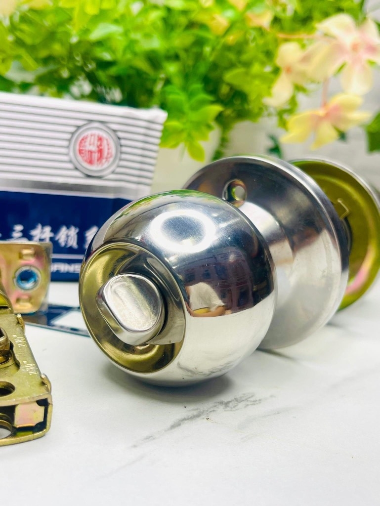BỘ Ổ KHOÁ TAY NẮM CỬA TRÒN INOX (4)