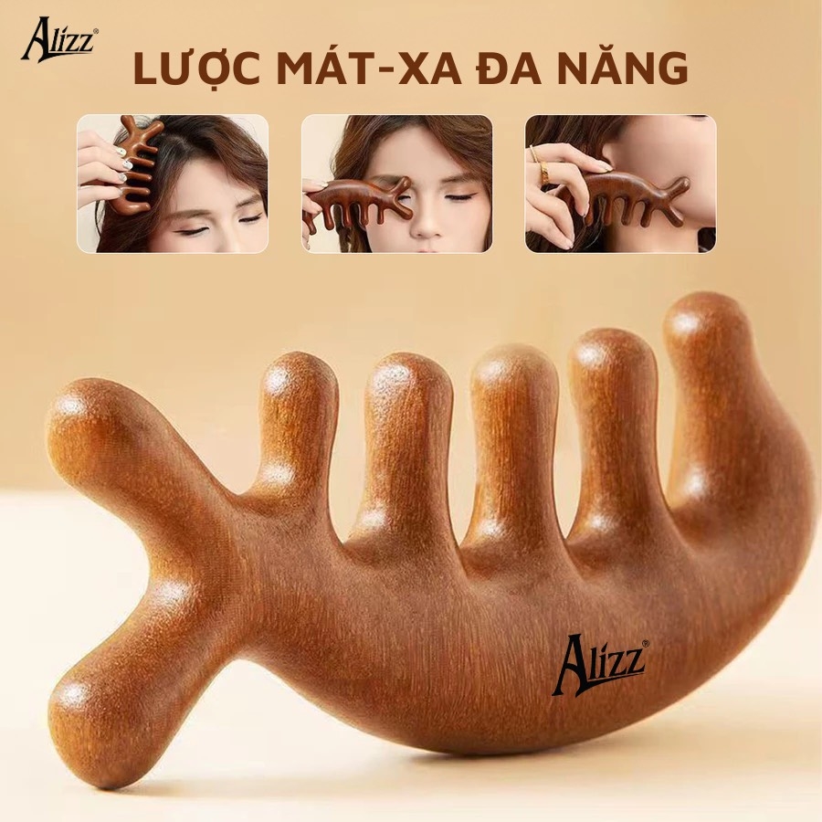 Lược massage gỗ đàn hương đầu cá heo AL-14361 (3)