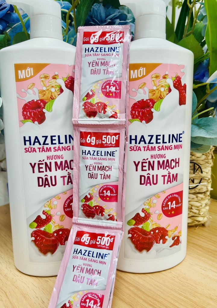 DÂY 12 GÓI SỮA TẮM HAZELINE YẾN MẠCH DÂU TẰM