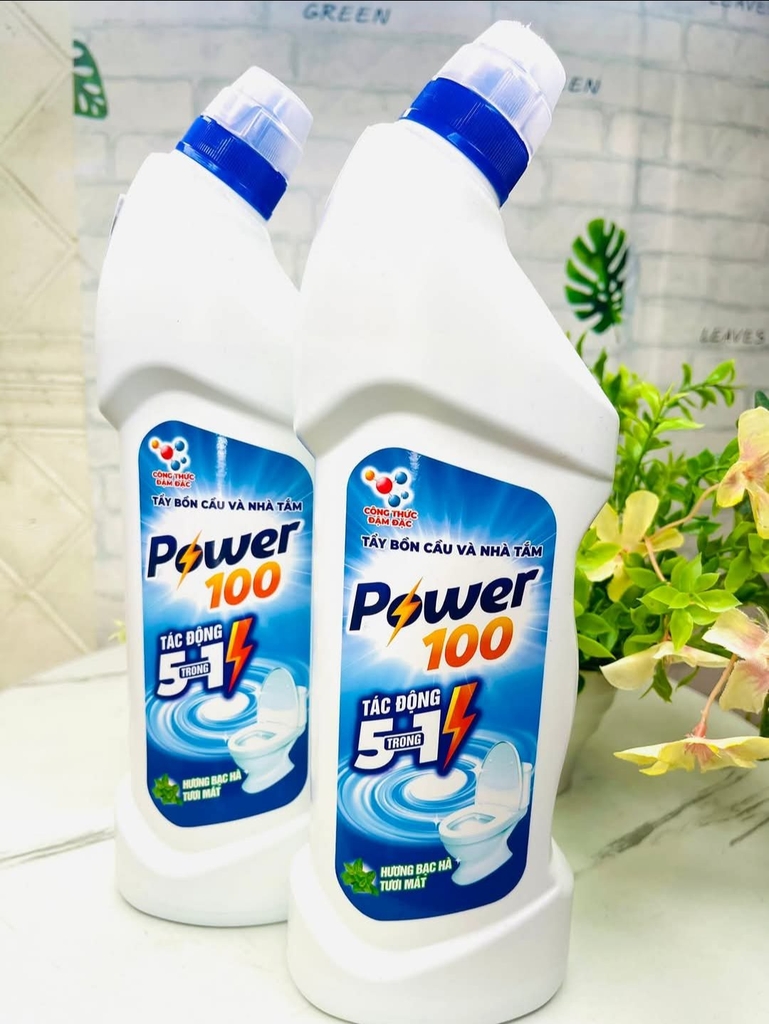 CHAI NƯỚC TẨY BỒN CẦU 5in1 MẪU MỚI CHÍNH HÃNG POWER 100 CHAI LỚN 900ml (2)