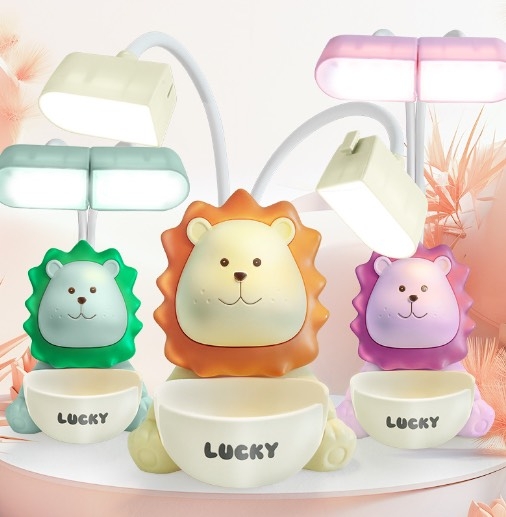 Đèn học để bàn 2 bóng LUCKY hình sư tử đáng yêu (5)