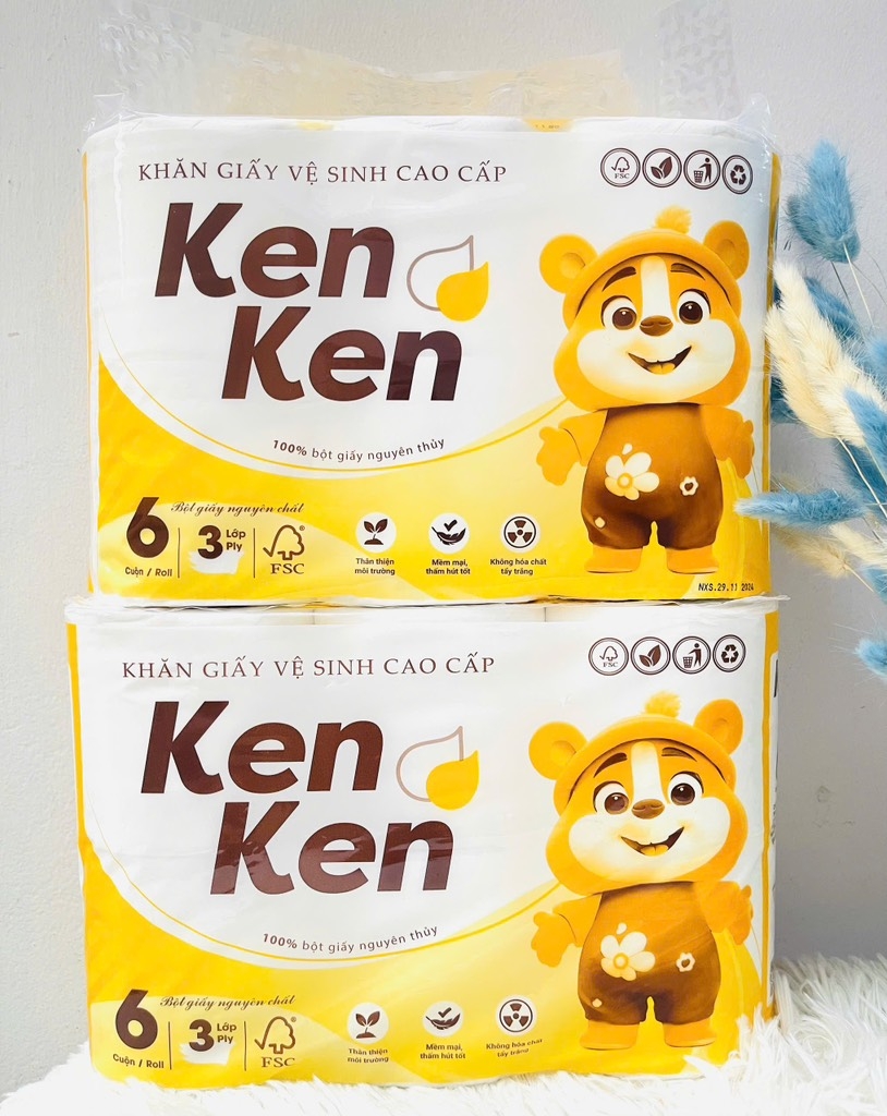 KHĂN GIẤY VỆ SINH LỐC 6 CUỘN KENKEN CHÍNH HÃNG XỊN (2) (cây 12 lốc)