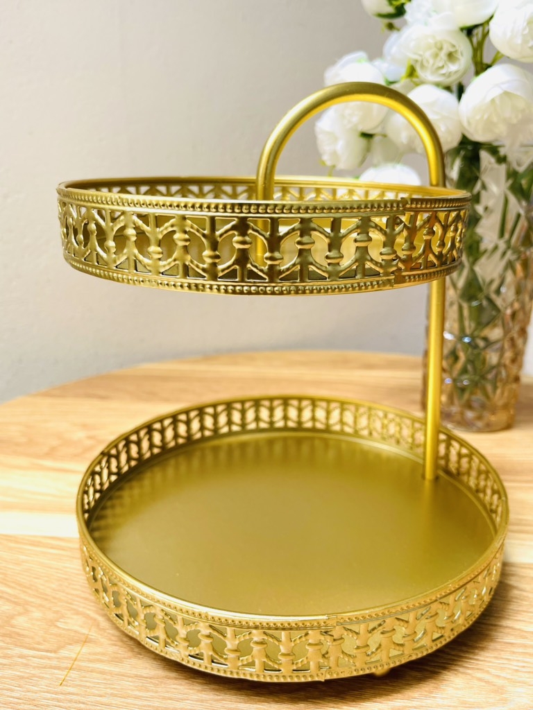KHAY ĐỰNG BÁNH KẸO TRÁI CÂY MẠ VÀNG 2 TẦNG SANG TRỌNG (14)