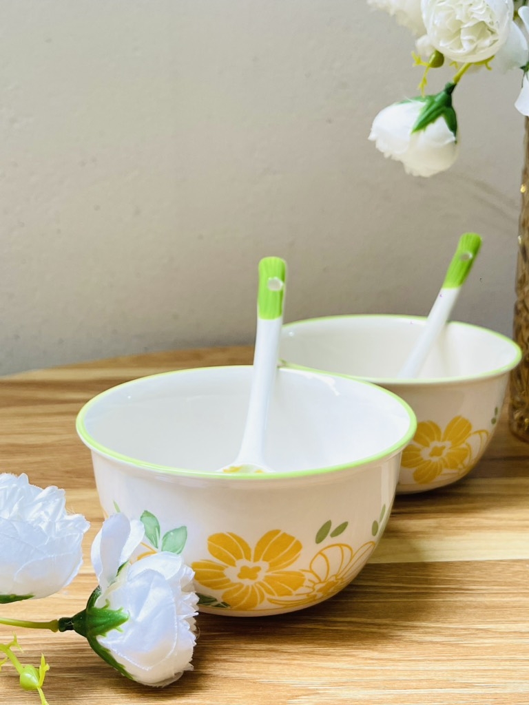 BÁT SỨ ĂN DẶM IN HOA KUTE KÈM MUỖNG CHO BÉ LOẠI 1 (2)