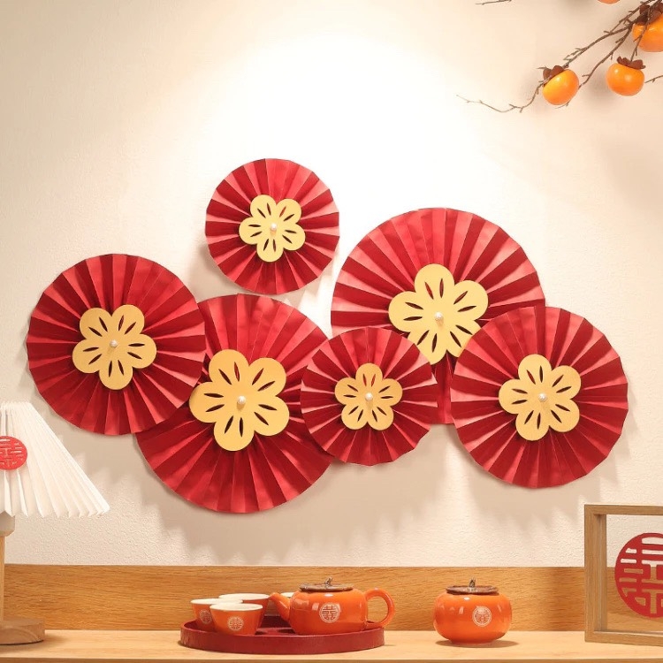 SET 6 QUẠT HOA MAI TRANG TRÍ DECOR TẾT 2025 (2)