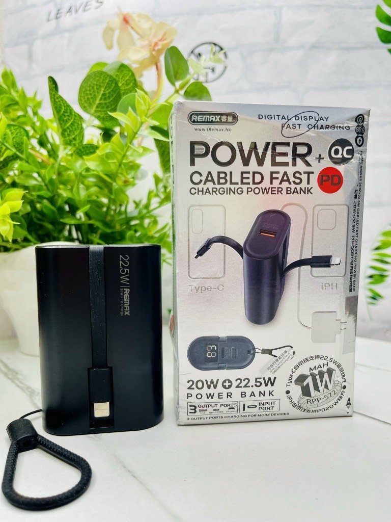 Pin sạc dự phòng nhanh 20w 10.000mah Remax 572 CHÍNH HÃNG kèm 2 dây sạc và dây treo siêu nhỏ gọn Super 20W+22.5W (20)
