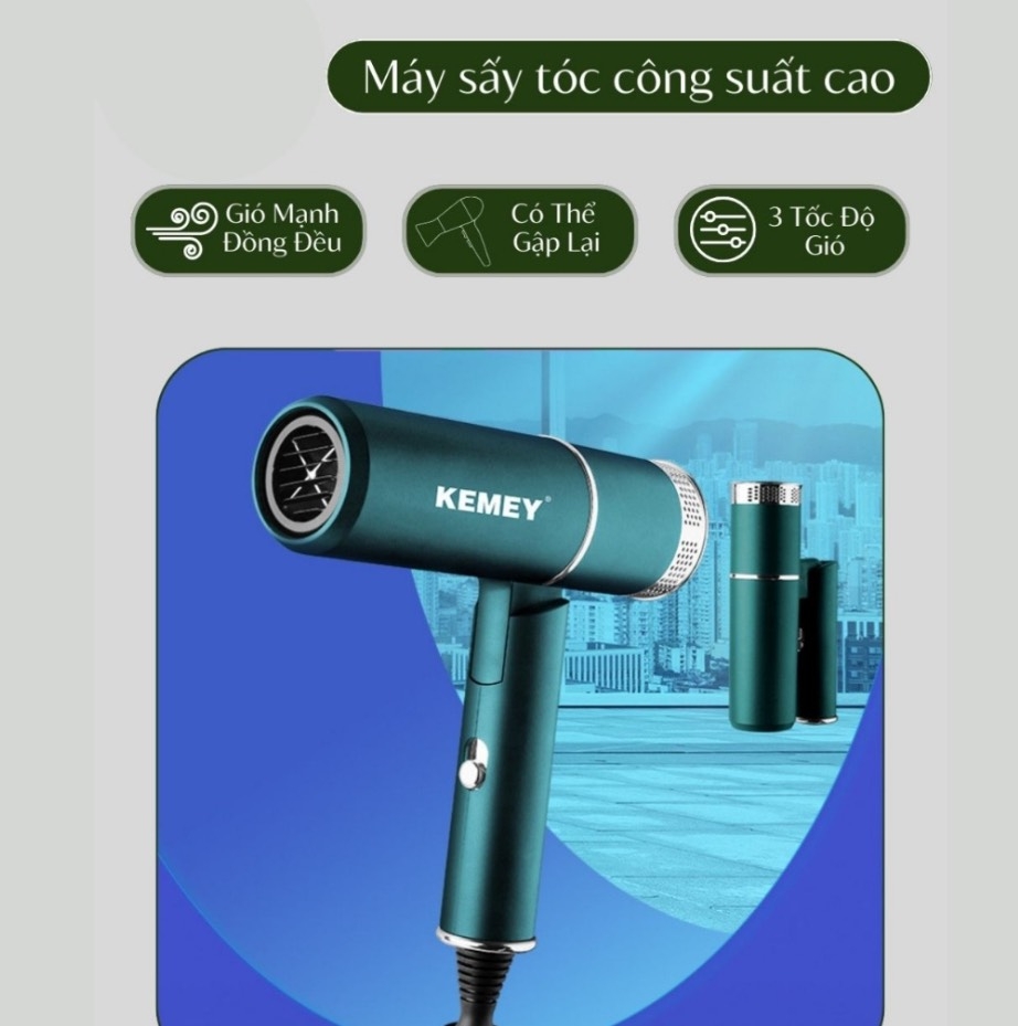 MÁY SẤY TÓC CHÍNH HÃNG KEMEI 9825 GẤP GỌN (14)