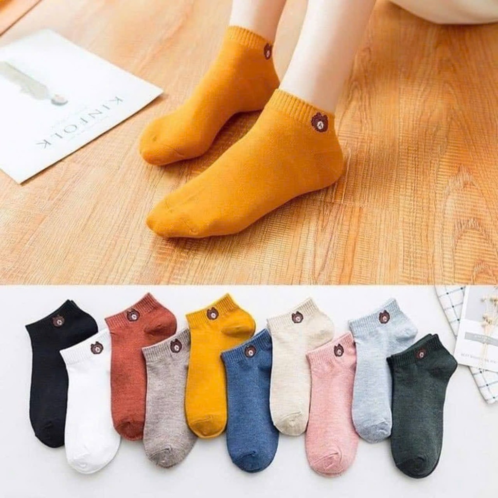 Set 10 Đôi Vớ Lưới Ngắn Hình Gấu Nhiều Màu (3)