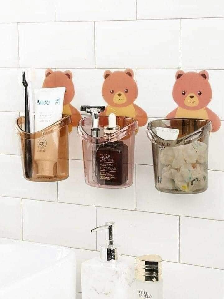 Cốc Gấu đựng Bàn chải đánh răng dán tường (1)