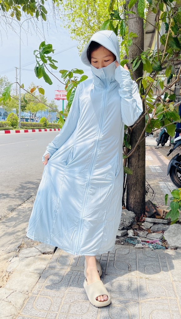 ÁO ĐẦM CHỐNG NẮNG THUN LẠNH CÓ NÓN (10)