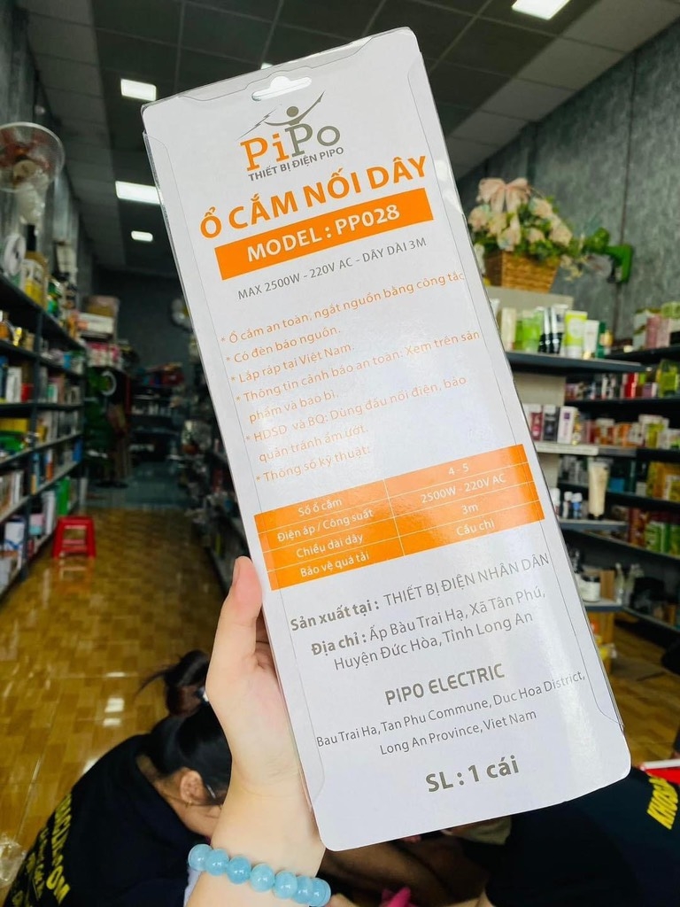 Ổ Cắm Điện PIPO chính hãng 2500W dây dài 3M loại tốt BH 3T '