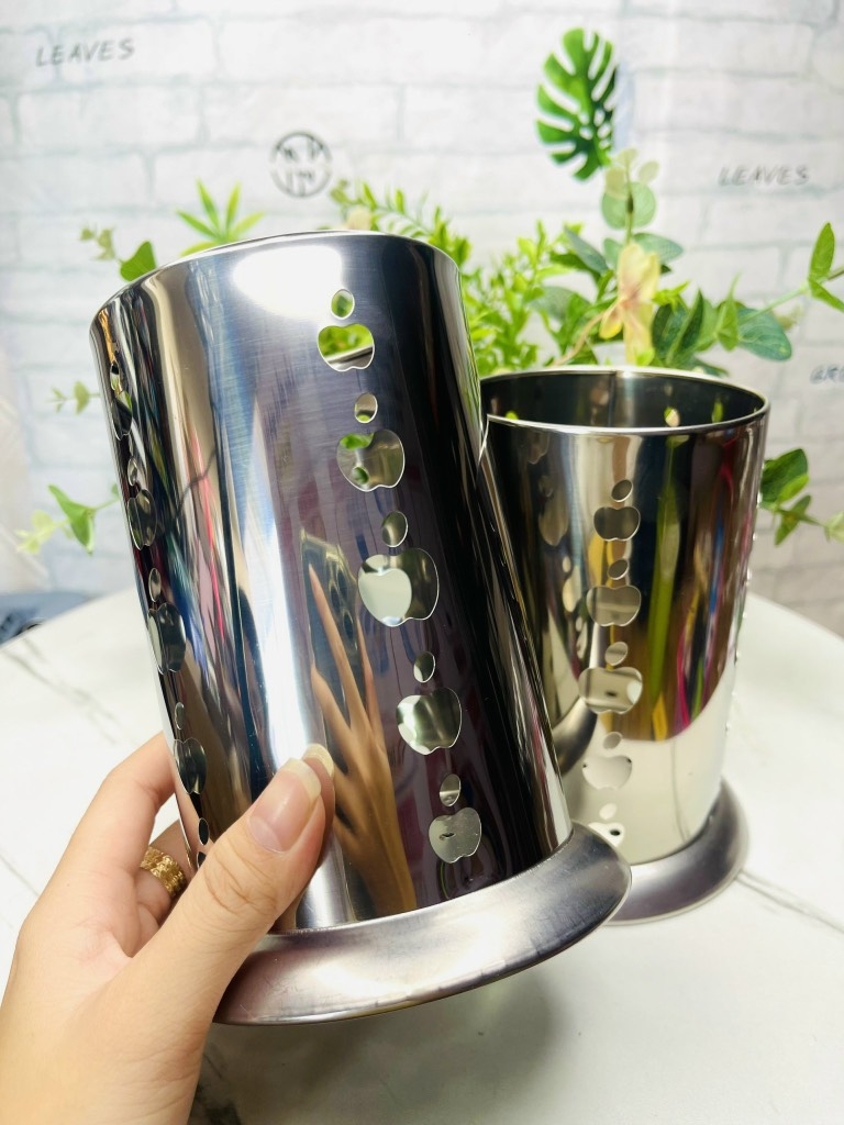 Ống đựng muỗng đũa bằng thép hình Apple, tròn to (2)