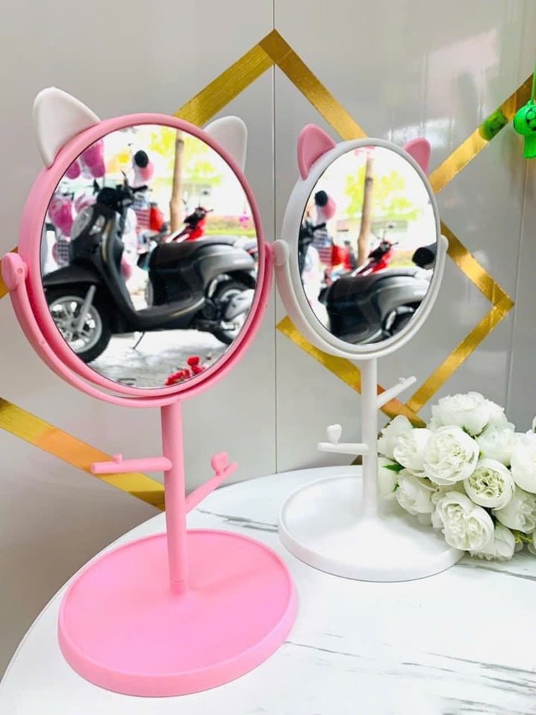 Gương tròn trang điểm có chổ để trang sức loại 1