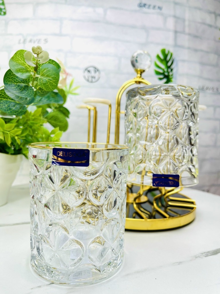 LY THUỶ TINH SUPER VIP KIỂU LÕM KIM CƯƠNG VIỀN VÀNG SANG TRỌNG B011