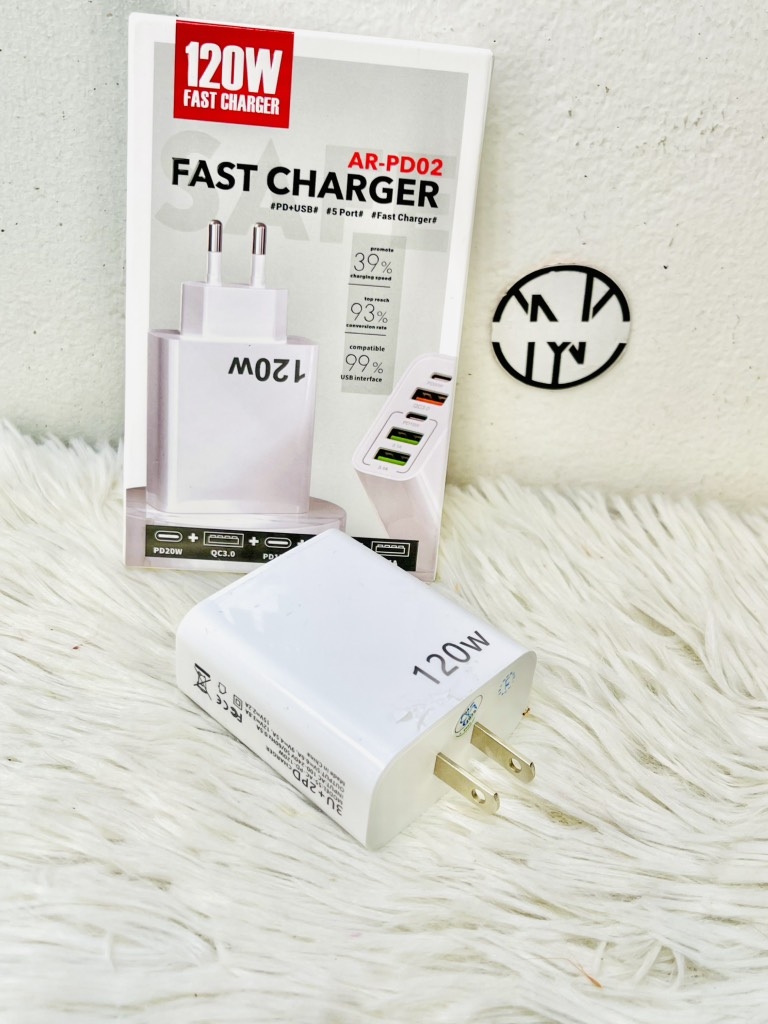 CÓC SẠC NHANH 120W 5 CỔNG AR POD2 (3 CỔNG USB A + 2 CỔNG TYPE C) (10)