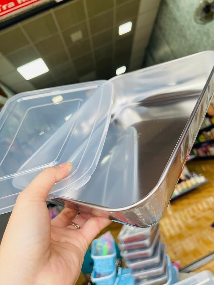 Khay Inox Đựng Thực Phẩm Có Nắp Lớn 25cm (2)
