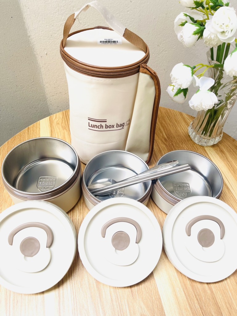 HỘP CƠM 3 NGĂN CÓ KÈM TÚI GIỮ NHIỆT LUNCH (10)