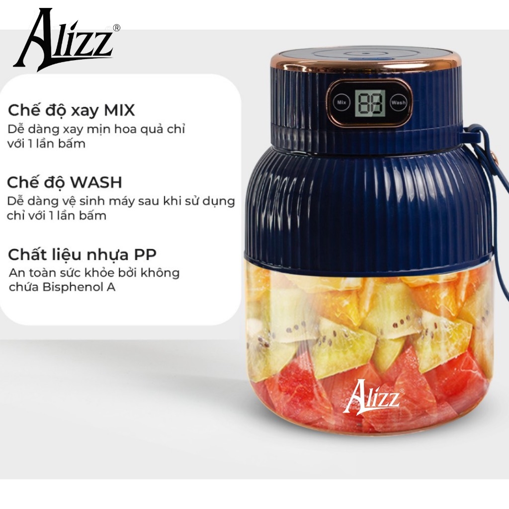 Máy Xay Sinh Tố Cầm Tay Mini 600ml ALIZZ XỊN (20)
