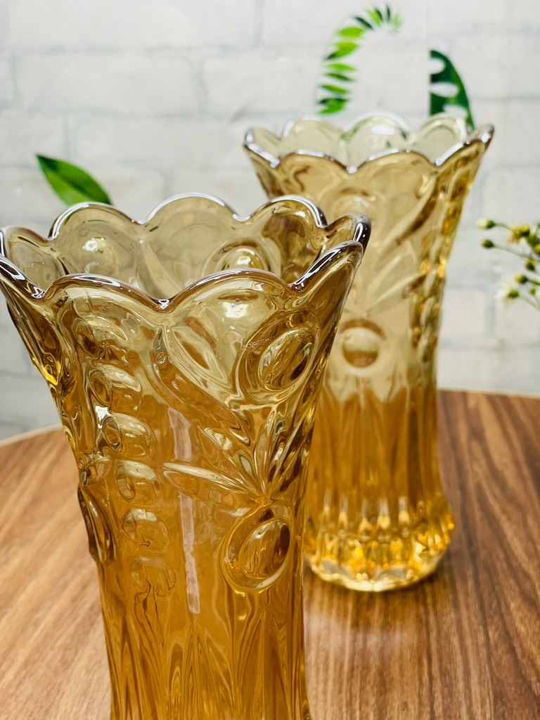 BÌNH CẮM HOA THUỶ TINH BÔNG VÀNG 20cm LOẠI DẦY (3)