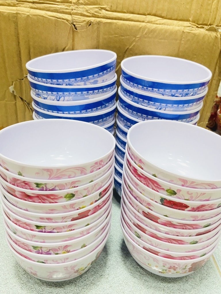 Chén Nhựa Mica Hoa Văn Nhiều Màu