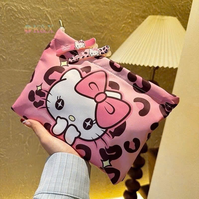 TÚI ĐỰNG ĐỒ TRANG ĐIỂM, MAKEUP KITTY BEO HỒNG (3)