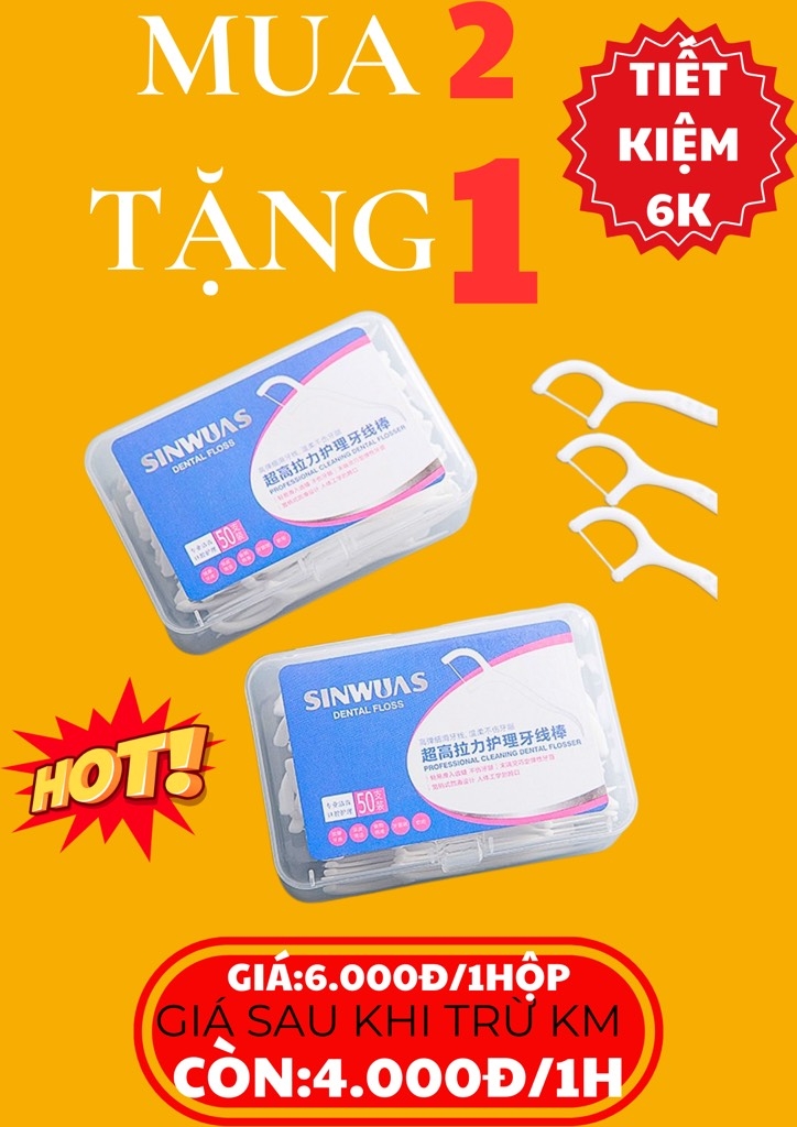 Hộp 50 Tăm Chỉ Nha Khoa Hàng Chuẩn Nội Địa (0.5)
