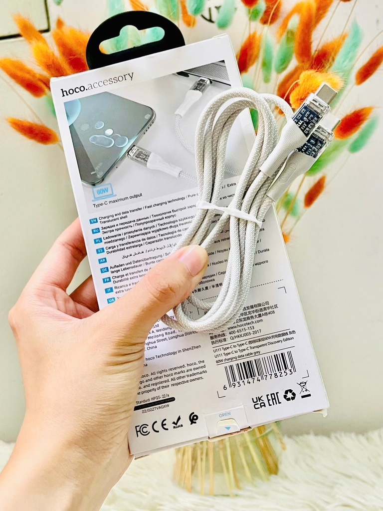 Cáp Sạc Nhanh 20W Hoco U111 Cho Type C Chuôi Type C (5)