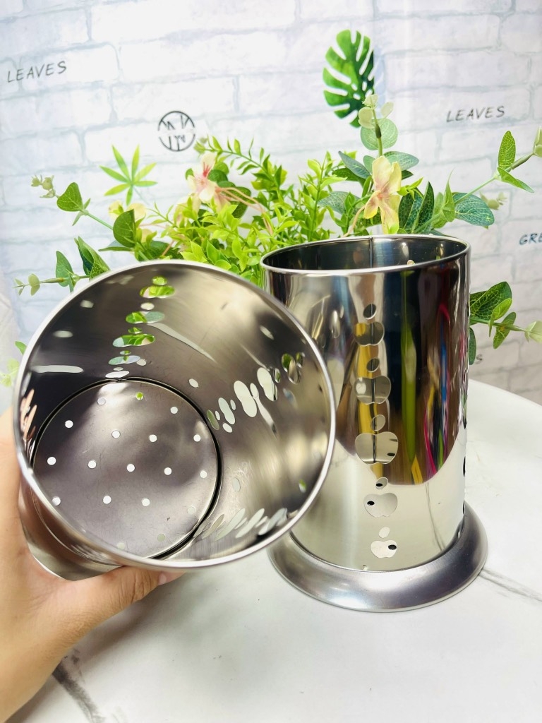 Ống đựng muỗng đũa bằng thép hình Apple, tròn to (2)