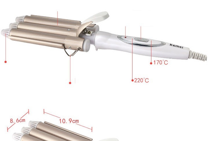 MÁY UỐN TÓC 3 TRỤC KEMEI 1010 CHÍNH HÃNG (20)
