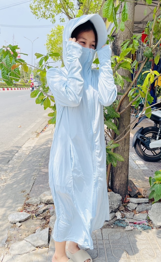 ÁO ĐẦM CHỐNG NẮNG THUN LẠNH CÓ NÓN (10)