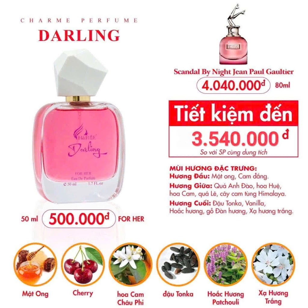 NƯỚC HOA CHARME DARLING 50ML  C.HÃNG LẺ CTY 500K '
