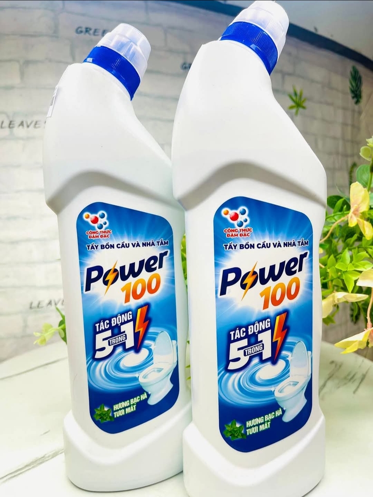 CHAI NƯỚC TẨY BỒN CẦU 5in1 MẪU MỚI CHÍNH HÃNG POWER 100 CHAI LỚN 900ml (2)