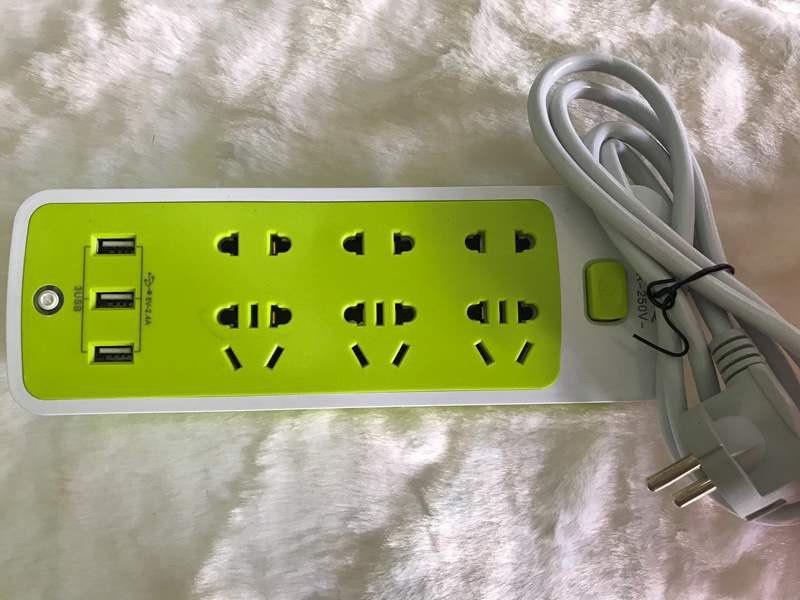 Ổ Cắm Điện Xanh Lá 3 Cổng Sạc Usb (4)