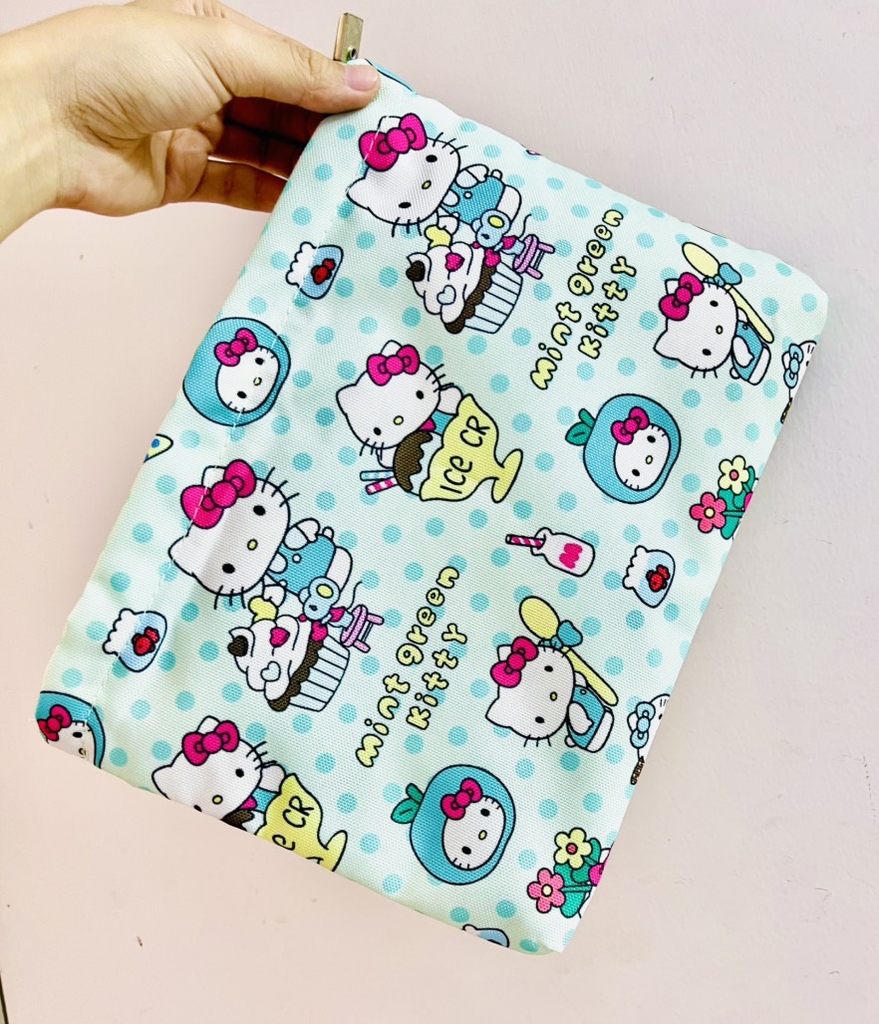 TÚI ĐỰNG MỸ PHẨM, MAKEUP KITTY XANH (3)