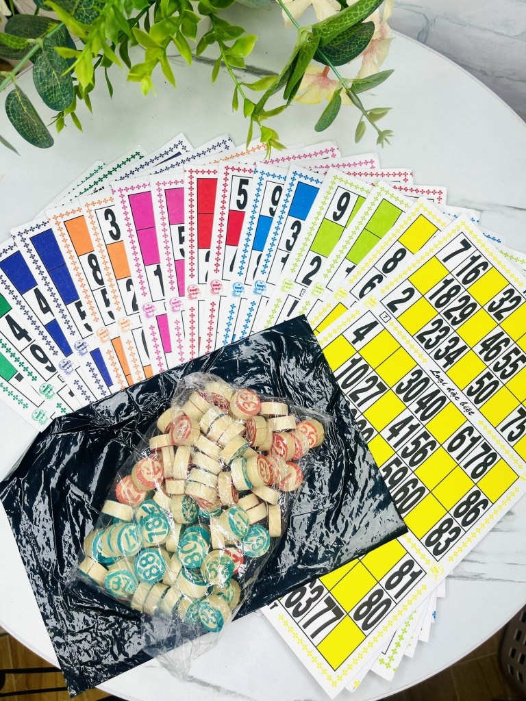 Bộ trò chơi kêu Lô Tô 90 số bằng giấy và gỗ