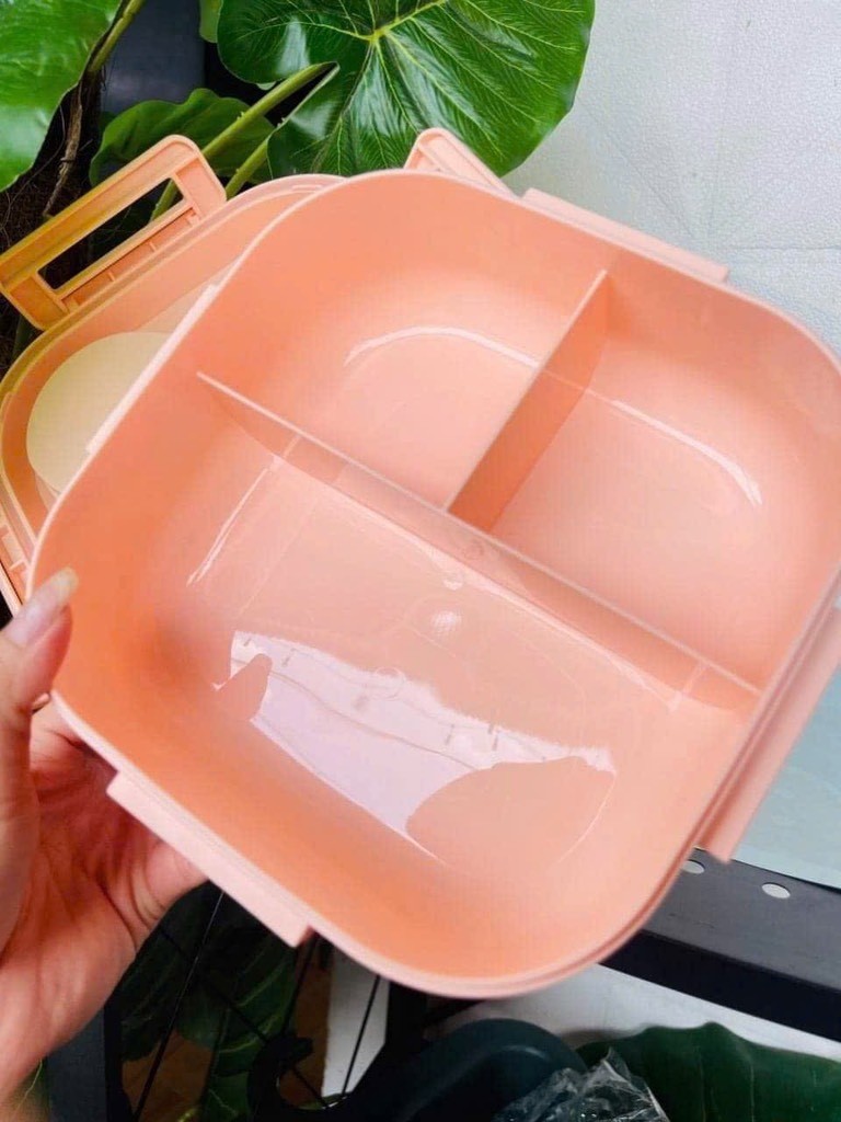 Hộp cơm 3 ngăn Kèm Muỗng Đũa Hình Vuông (4)