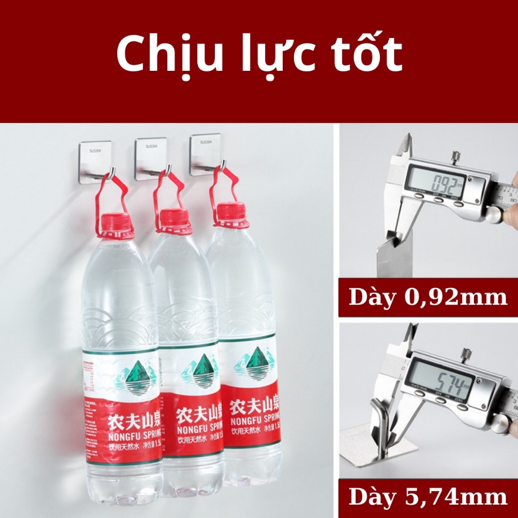 Móc Treo Đồ Dán Tường Inox 304 Loại 1 (ko ck)