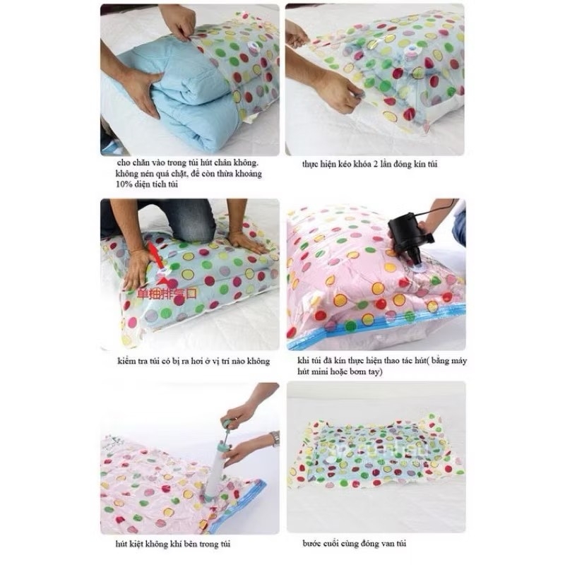 BỘ 8 TÚI HÚT CHÂN KHÔNG QUẦN ÁO CHĂN MỀN KÈM ĐỒ HÚT (10)