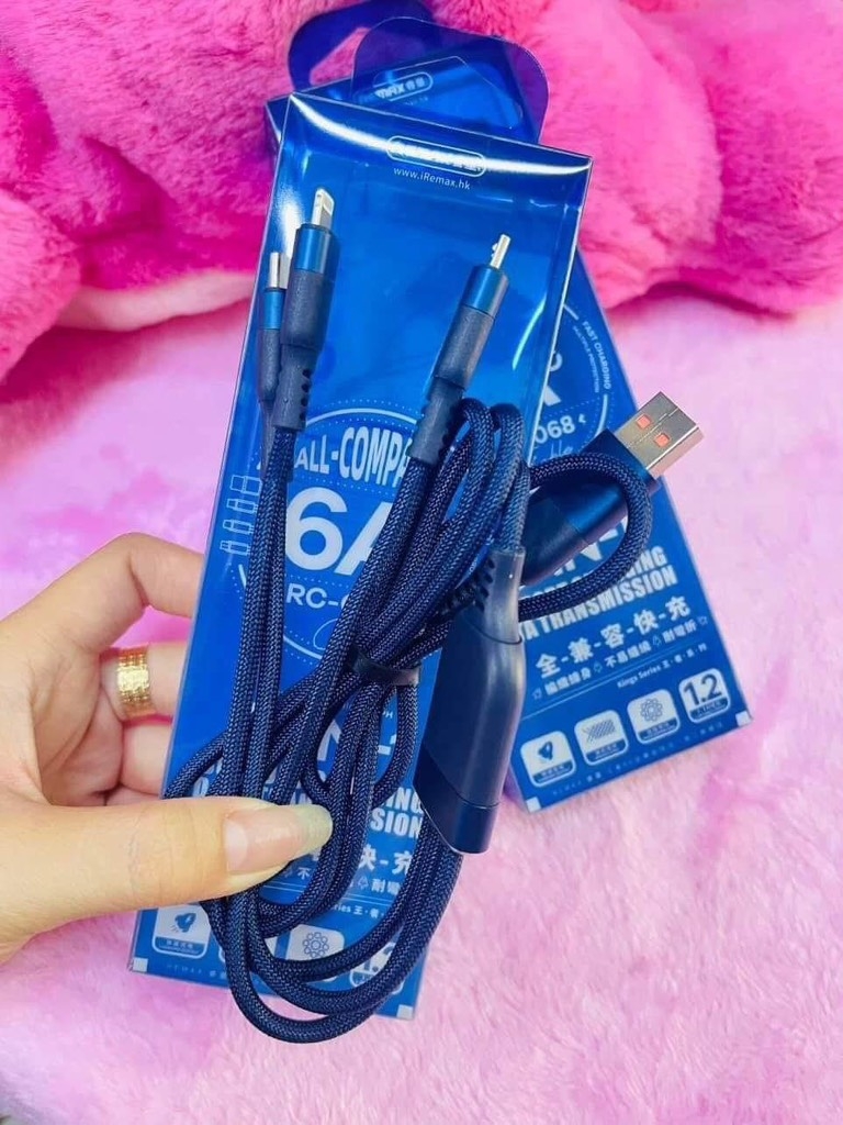 Cáp Sạc Nhanh 66W 3 Đầu C068 Chính Hãng Remax 6A (8)