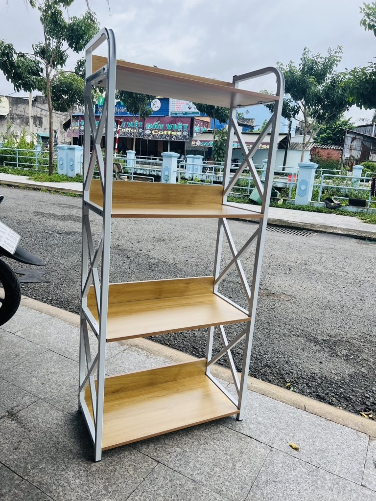 Kệ Trang Trí Chữ X (Sắt+Gỗ) Sơn Tĩnh Điện 4 Tầng 60 x 30 x 136cm (30)