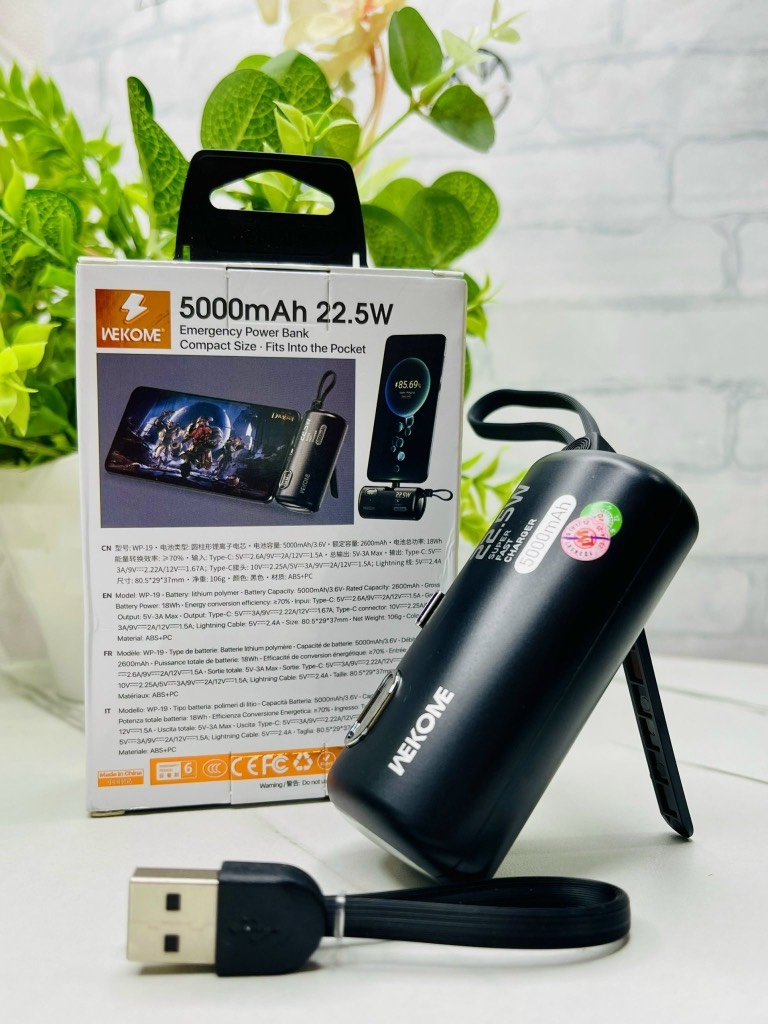 PIN SẠC DỰ PHÒNG NHANH 22.5W SIÊU NHỎ GỌN 5.000mah CHÍNH HÃNG WEKOME  (14)