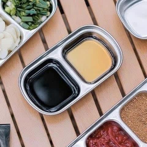 Dĩa Đựng Nước Chấm 2 Ngăn Inox (2)