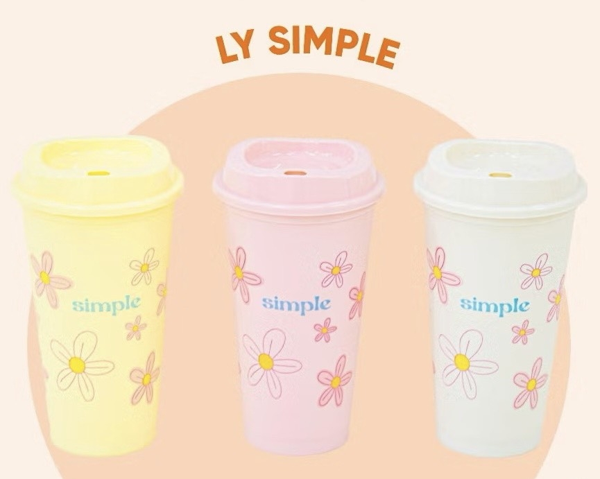 LY NHỰA 473ml UỐNG NƯỚC CÓ NẮP HOA NHIỀU MÀU