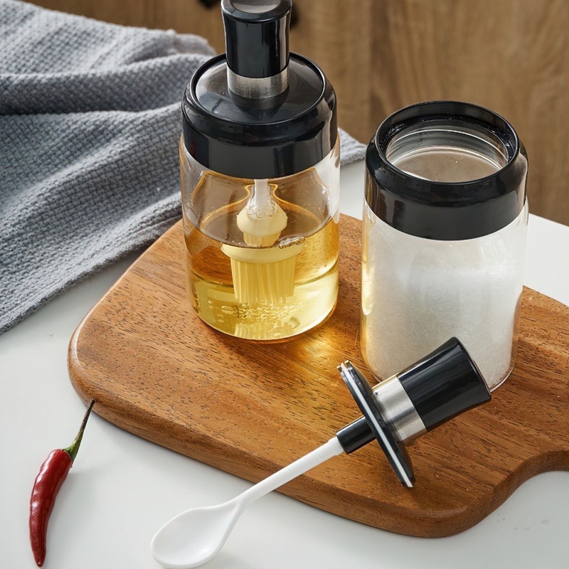 Hũ Đựng Gia Vị Thuỷ Tinh Kèm Muỗng (1)