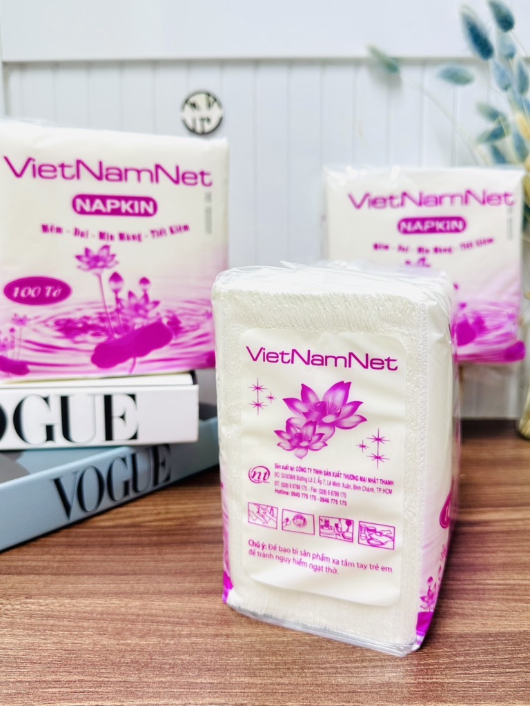 KHĂN GIẤY VUÔNG VIETNAMNET 100 TỜ (thùng 30bit)