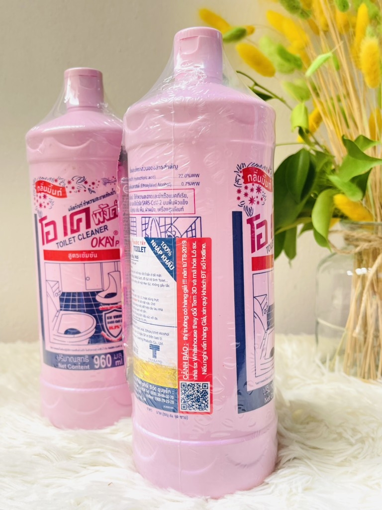 KM Tẩy Thái Okay Hồng 960ml Tặng Kèm Bịch Lau Sàn Nhập Khẩu Chính Hãng - Thùng 26,5k ( thùng12chai) (2)