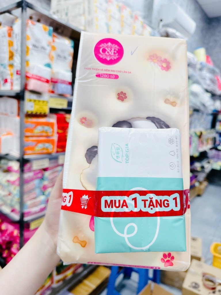 GIẤY RÚT DOG CUTE C&E 1280 TỜ ( Tặng kèm giấy rút topgia 5k) (VIP 3 Chọn phẩm hoặc ck)