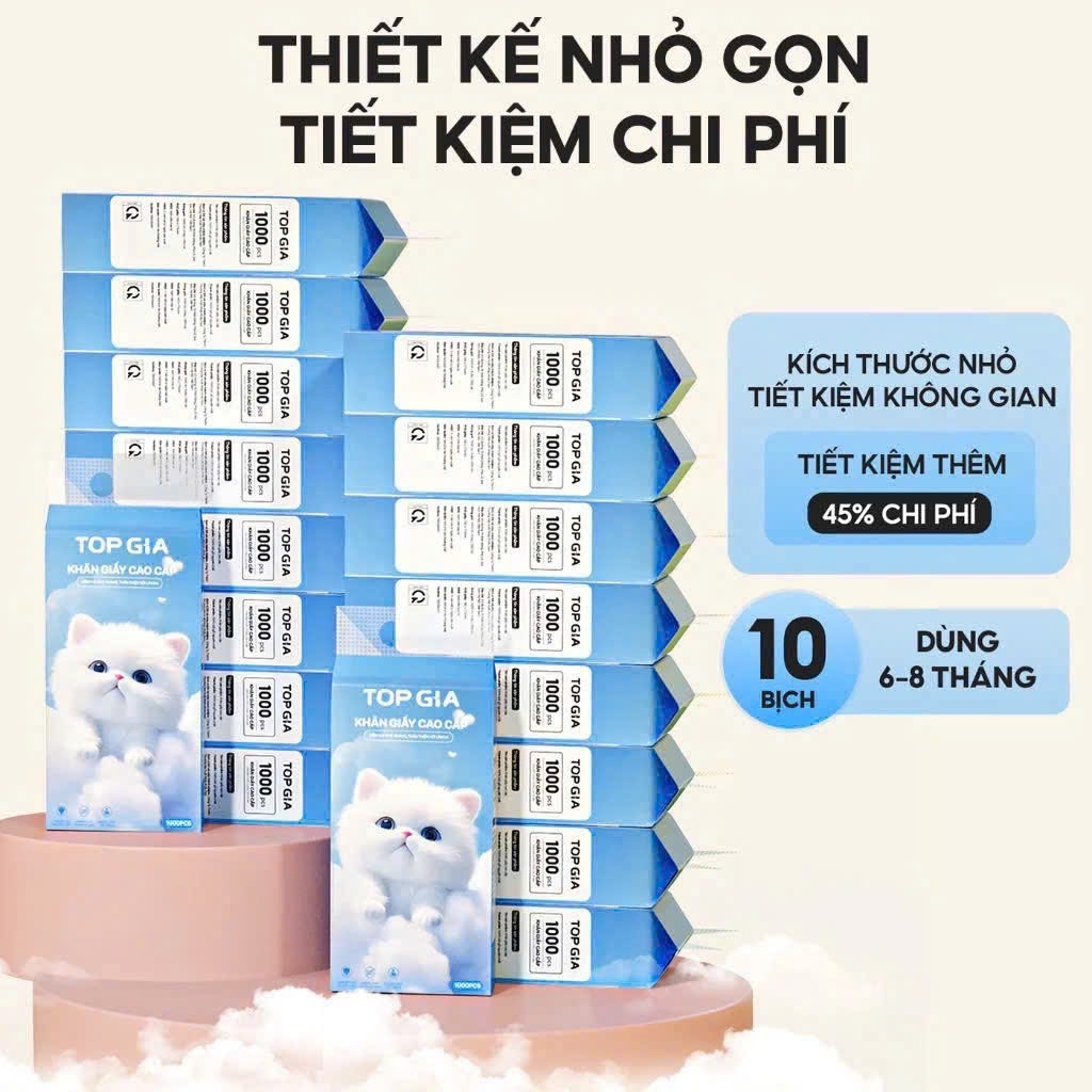 BỊCH GIẤY RÚT TOPGIA 1000 TỜ MẪU MÈO ( CHÍNH HÃNG) TẶNG KÈM BỊCH KHĂN GIẤY 300 TỜ TOPGIA XỊN (2)